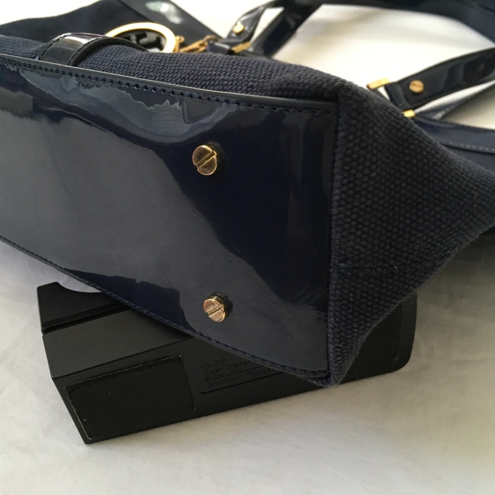 TORY BURCH Vintage Janey Tote Navy Blue - Picture 5 of 9